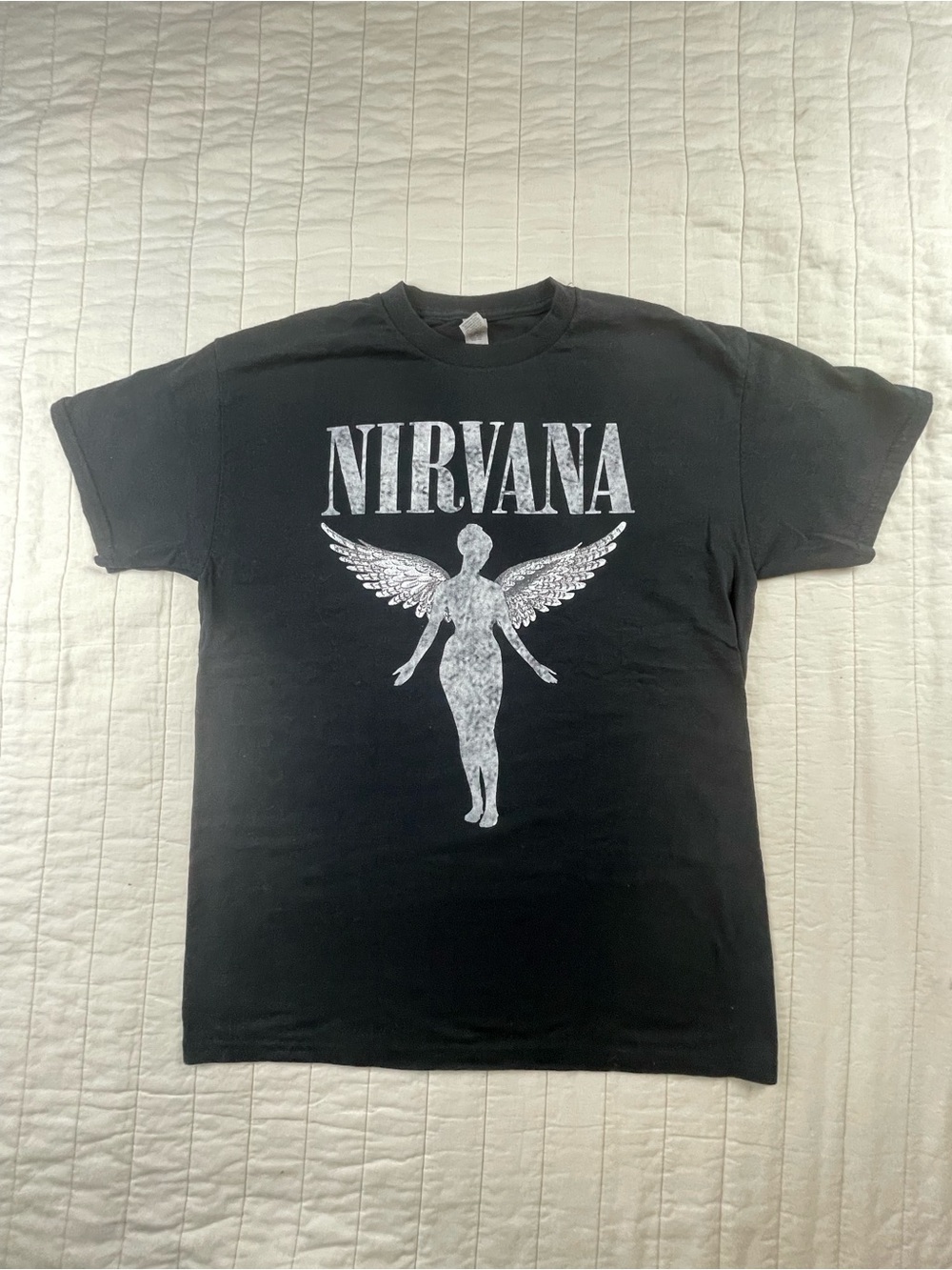 Nirvana Black Graphic Cotton Band Tee Medium